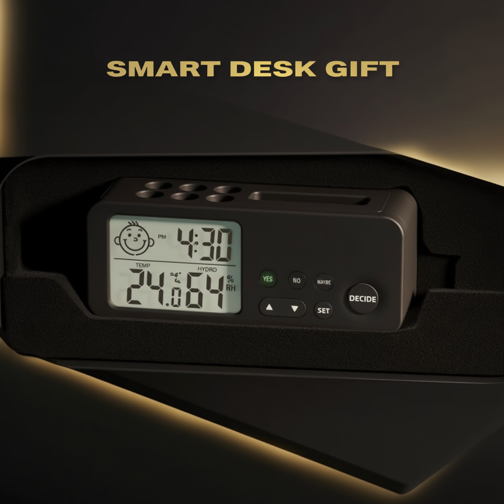 Digital Desk Clock with Decision Maker, Temperature & Humidity Display.