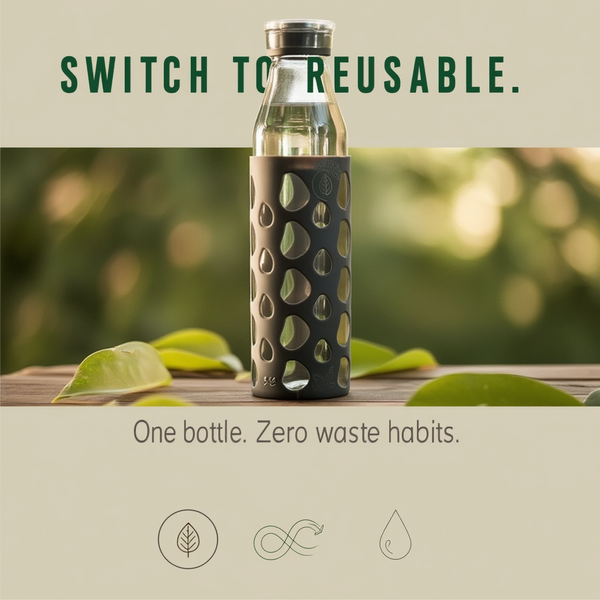 Eco-Friendly Glass Water Bottle with Silicone Sleeve