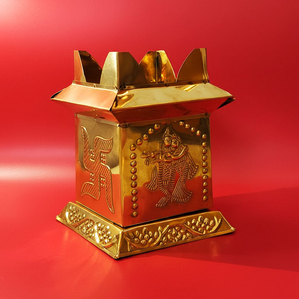 Gold-Toned Brass Textured Tulsi Planter