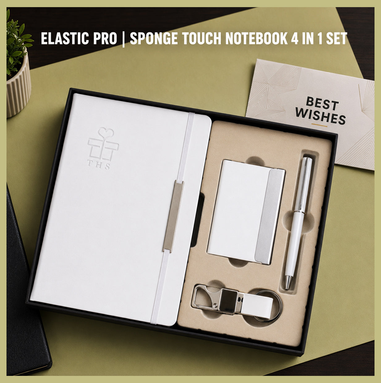 Elastic Pro — Employee Welcome Kit in 5 Colours | Sponge-Touch Notebook, Pen, Card Holder & Keychain
