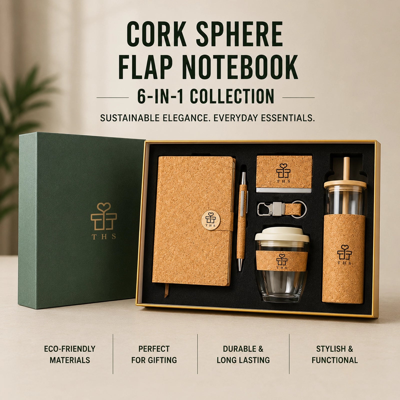 Cork Sphere — Cork Corporate Gift Set | 6-in-1 Flap Notebook Collection