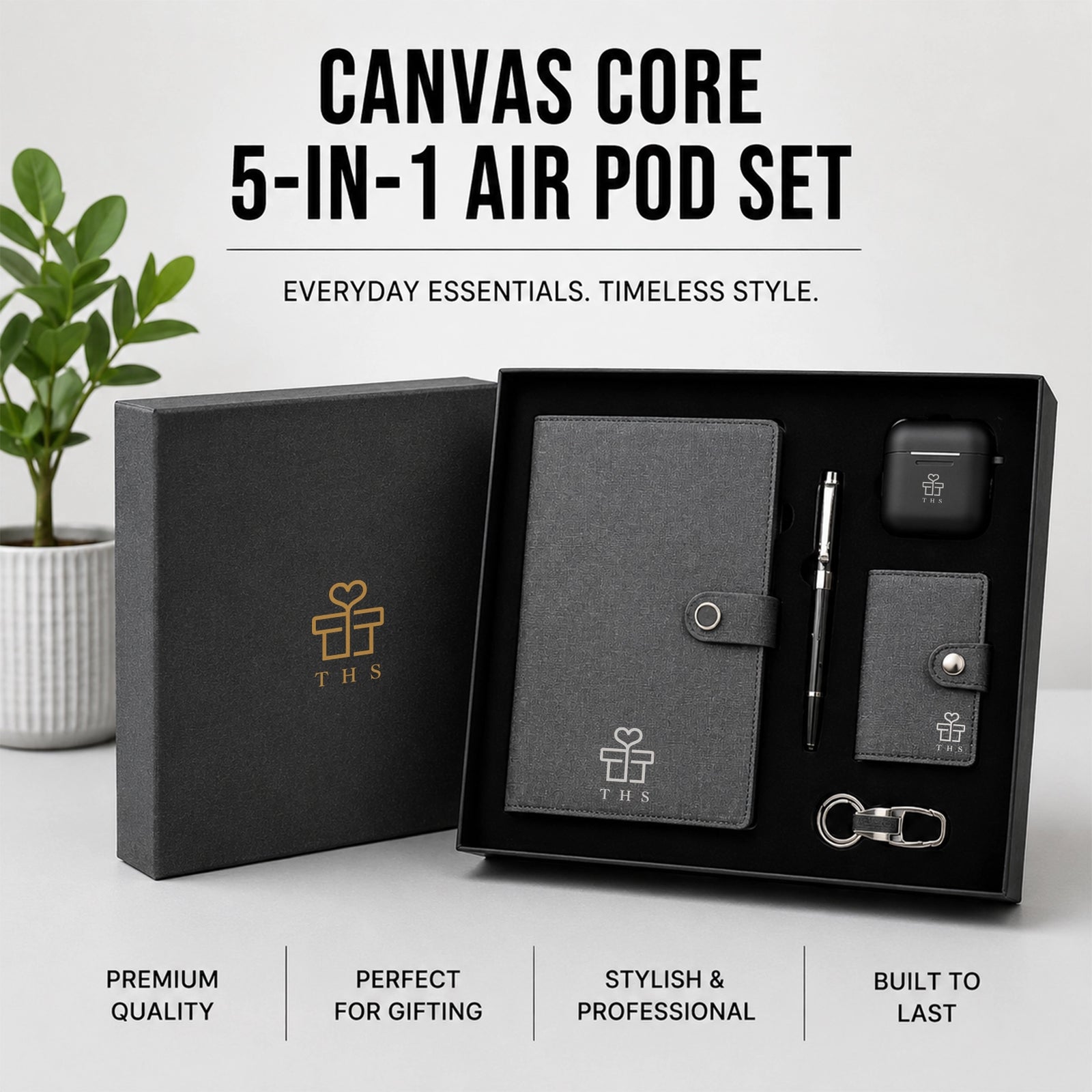 Canvas Core — Corporate Gift Set with Earbuds | 5-in-1 Executive Set