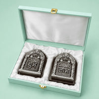 Shubh Labh plaque set styled for Diwali with lit diyas, marigold flowers and festive decorations