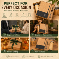 Wooden 5-in-1 bamboo gift hamper for corporate gifting, employee appreciation, festive and personal use with eco-friendly materials
