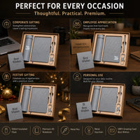 Grey Fusion gift set for corporate gifting, employee appreciation, festive and personal use, shown in grey with greeting card