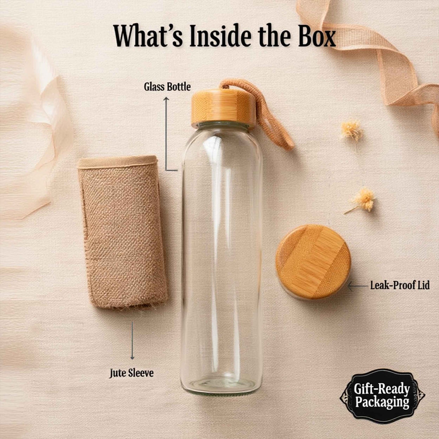 Glass Bottle with Jute Sleeve