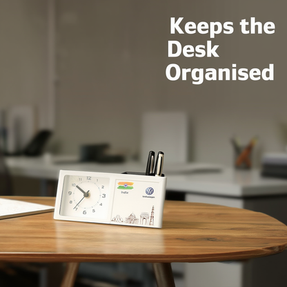 Custom Desk Table Clock with Pen Stand (Tabletop)