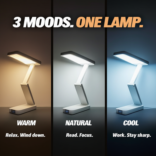 Foldable & Rechargeable LED Desk Lamp with Digital Clock