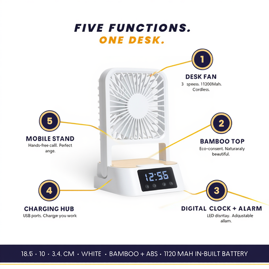 5-in-1 Portable Desk Fan