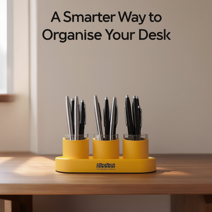 Premium Desk Organiser – 3-Compartment Customisable Pen Stand (Tabletop)