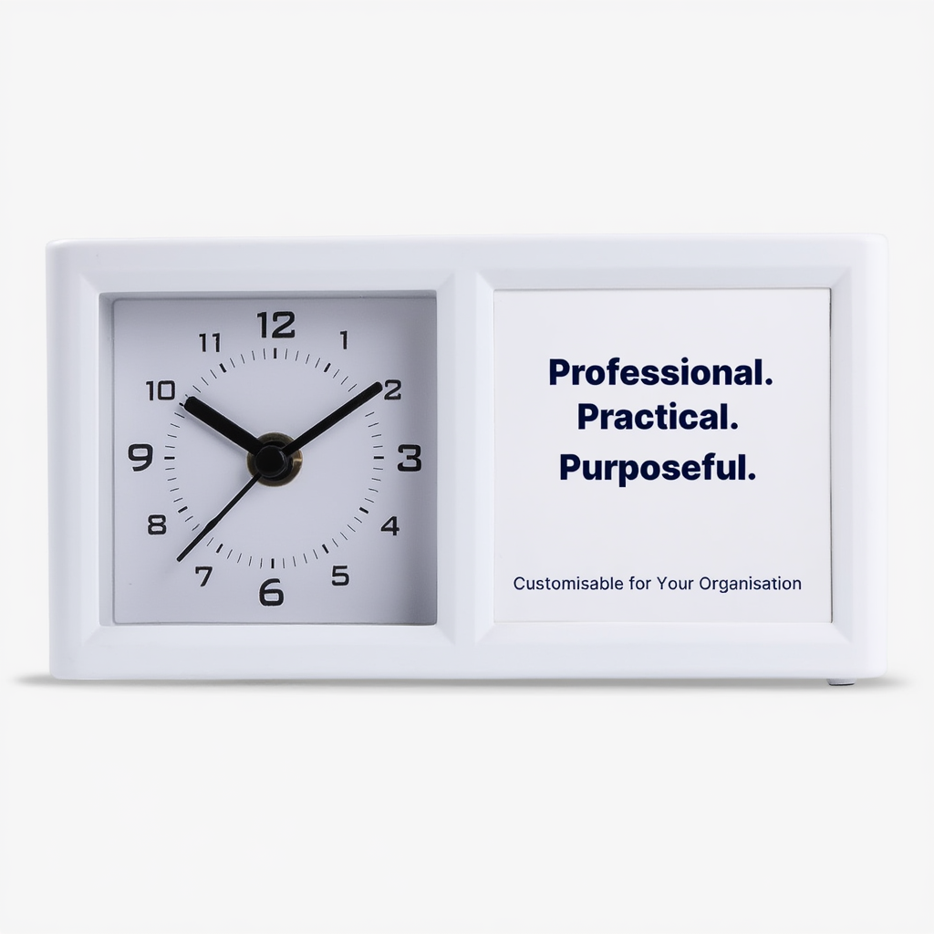 Custom Desk Table Clock with Pen Stand (Tabletop)