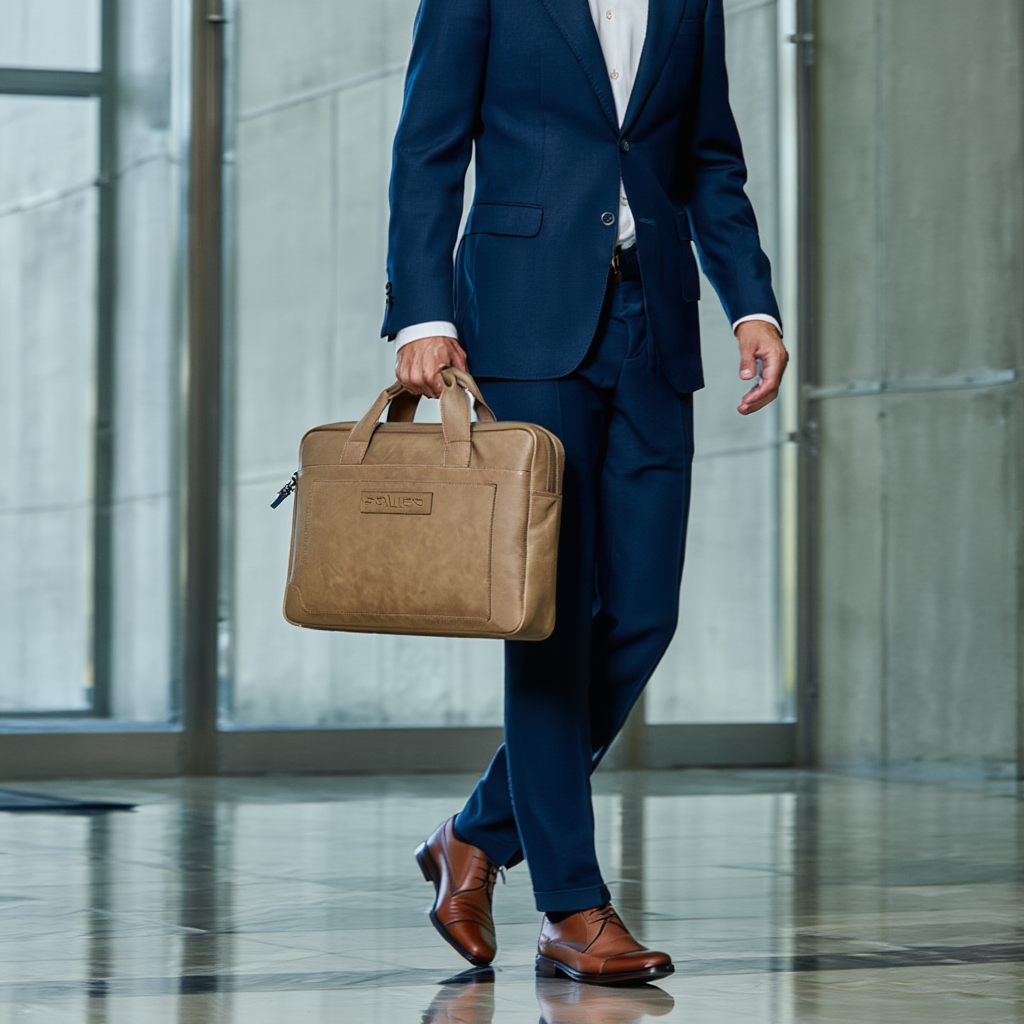 Police Premium Distressed Vegan-Leather Laptop Briefcase