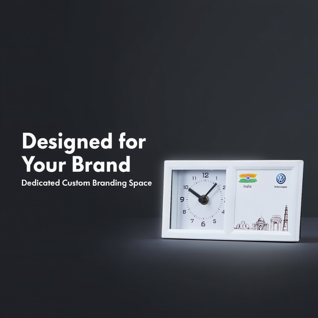 Custom Desk Table Clock with Pen Stand (Tabletop)