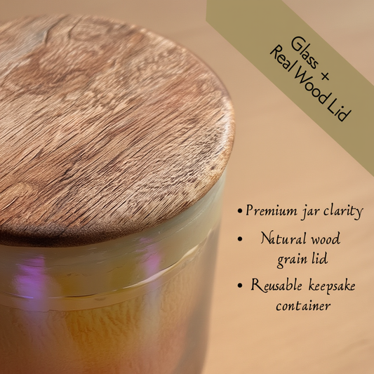 Hand-Poured Scented Candle in Glass Jar with Wooden Lid