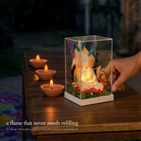 Buddha Terrarium — Preserved Moss & Flowers, Warm LED, Acrylic Enclosure