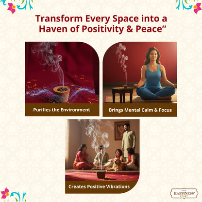 Sambrani Havan Cup smoke creating positive atmosphere for meditation, relaxation and family rituals – The Happiness Story