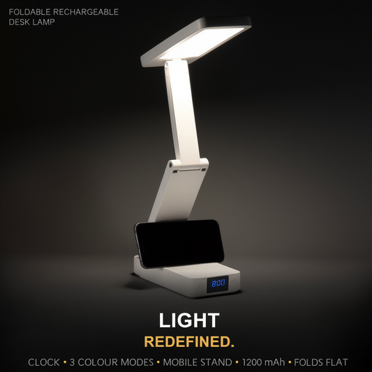 Foldable & Rechargeable LED Desk Lamp with Digital Clock
