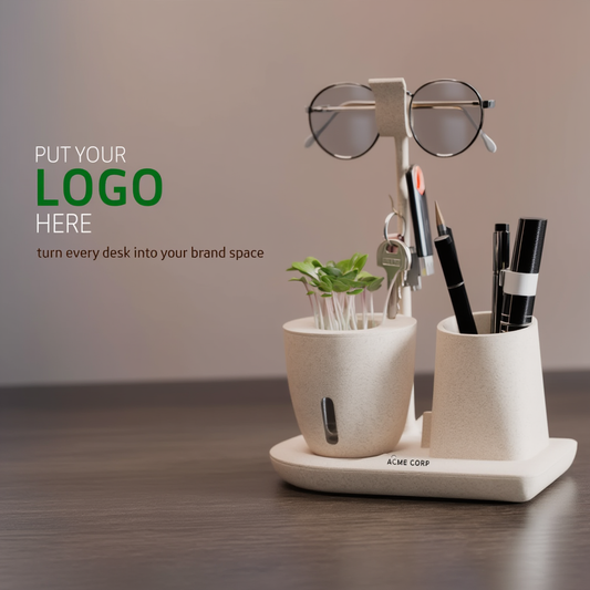 Multifunctional Desk Organizer with Plant Pot, Pen Holder & Stand