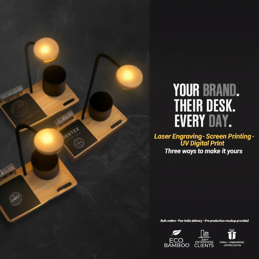 6-in-1 Bamboo Desk Utility with Mug Warmer & Coaster