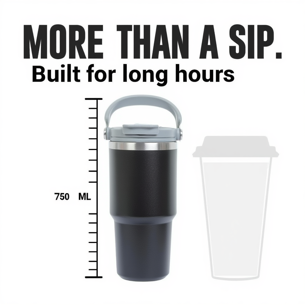 Insulated Stainless Steel Travel Mug with Handle & Dual Sip Lid