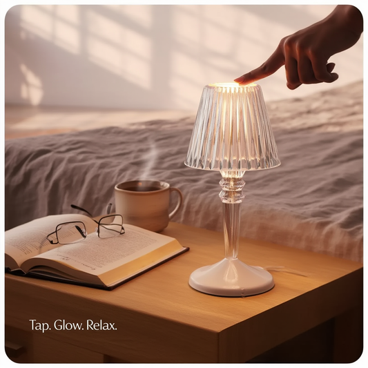 Rechargeable Crystal Table Lamp with Diamond-Faceted Design