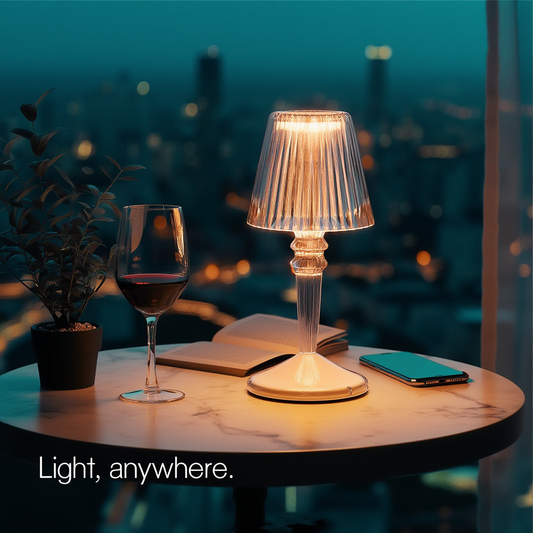 Rechargeable Crystal Table Lamp with Diamond-Faceted Design