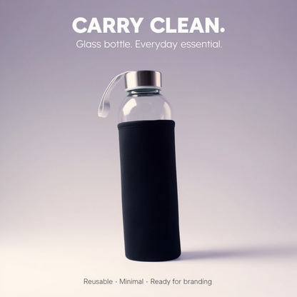 Glass Bottle with Neoprene Sleeve & Strap Lid