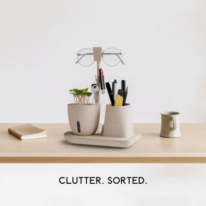 Multifunctional Desk Organizer with Plant Pot, Pen Holder & Stand