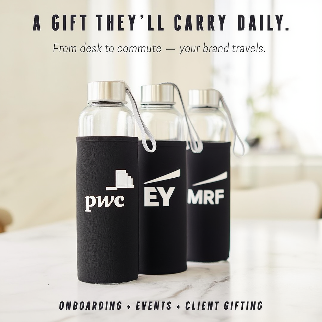 Glass Bottle with Neoprene Sleeve & Strap Lid