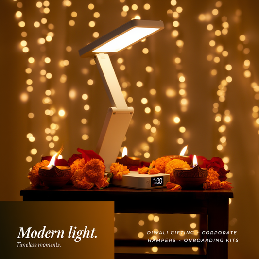 Foldable & Rechargeable LED Desk Lamp with Digital Clock