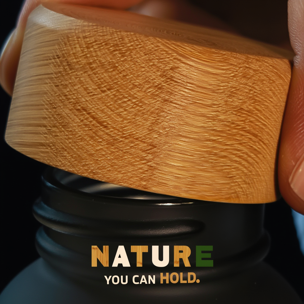 Frosted Glass Bottle with Bamboo Cap & Base | 500ml Eco