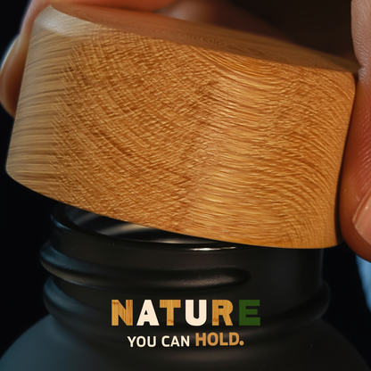 Frosted Glass Bottle with Bamboo Cap & Base | 500ml Eco