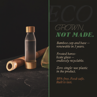 Frosted Glass Bottle with Bamboo Cap & Base | 500ml Eco