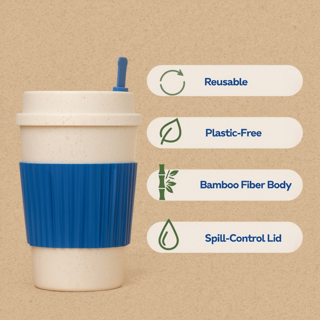 Bamboo Fiber Travel Tumbler with Cold Sleeve