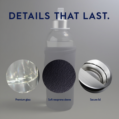 Glass Bottle with Neoprene Sleeve & Strap Lid