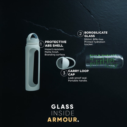 Motivational Glass Bottle | Hydration Tracker | 550ml