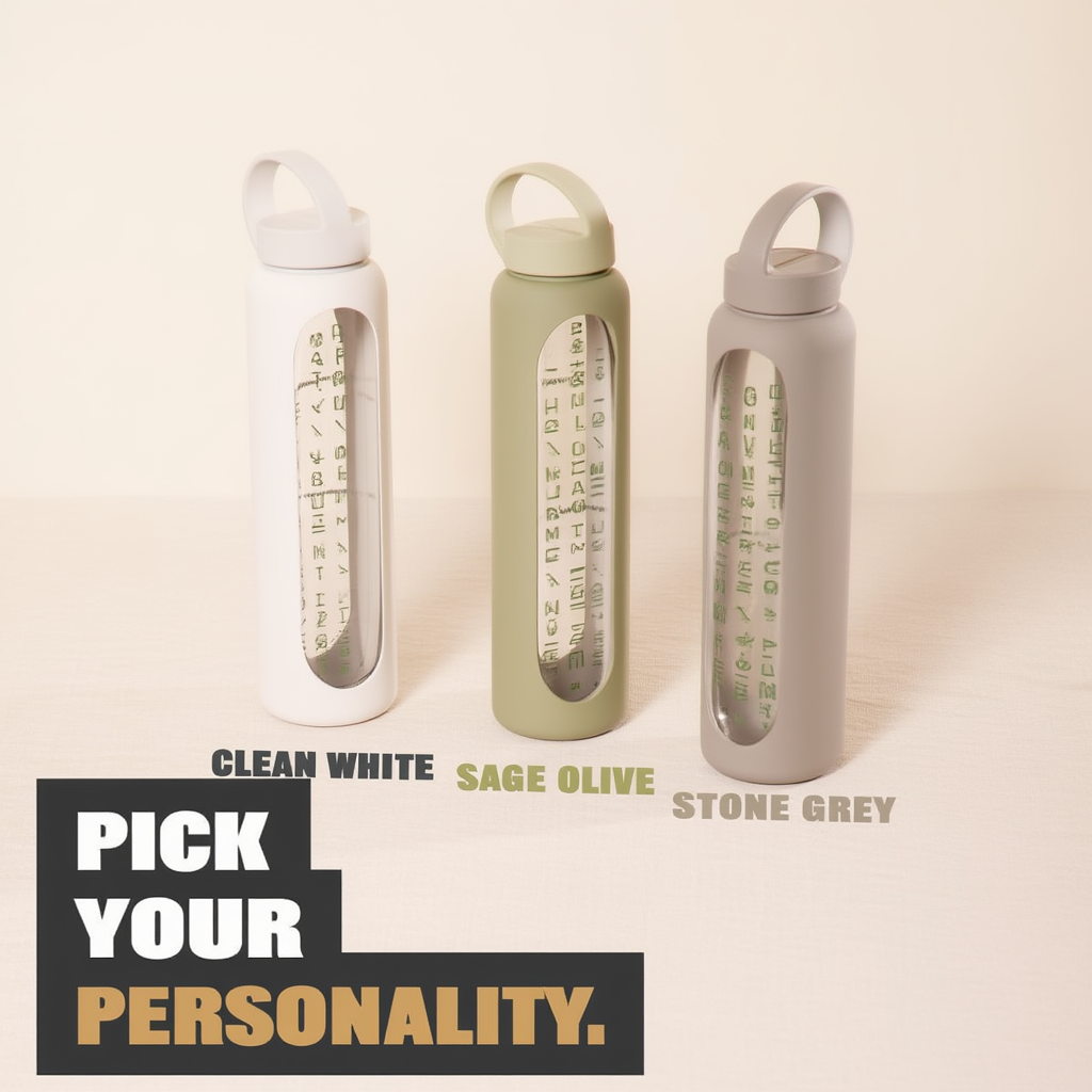 Motivational Glass Bottle | Hydration Tracker | 550ml