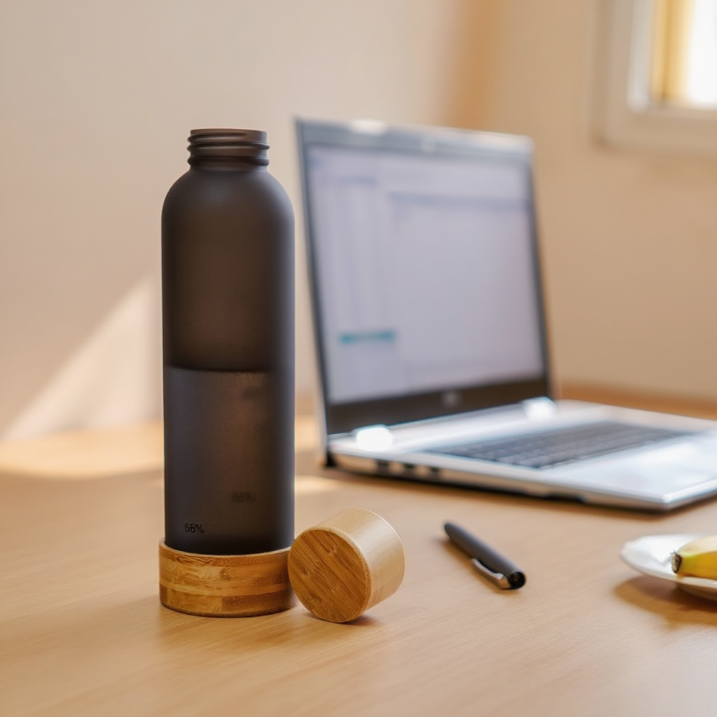Frosted Glass Bottle with Bamboo Cap & Base | 500ml Eco