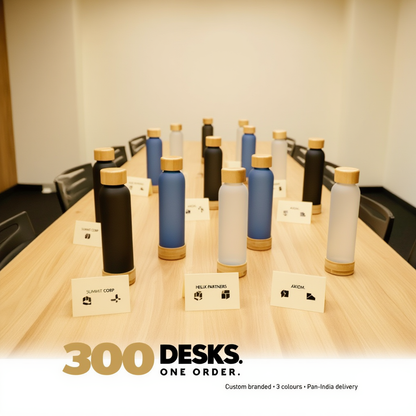 Frosted Glass Bottle with Bamboo Cap & Base | 500ml Eco