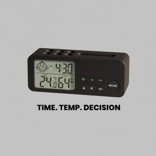 Digital Desk Clock with Decision Maker, Temperature & Humidity Display.