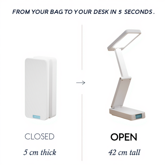 Foldable & Rechargeable LED Desk Lamp with Digital Clock