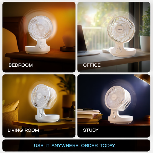 Silent Desk Fan with 120° Auto-Swing