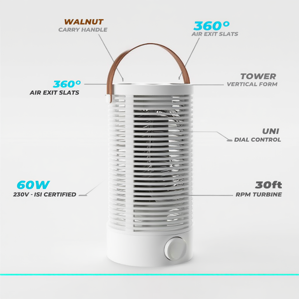 Bladeless Tower Fan 100° Swing 2100RPM