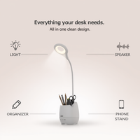 4-in-1 Multifunctional Desk Lamp with Reading Light, Ambient Night Light, Smartphone Holder and Pen Stand