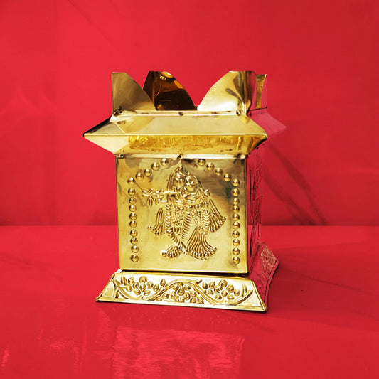 Gold-Toned Brass Textured Tulsi Planter