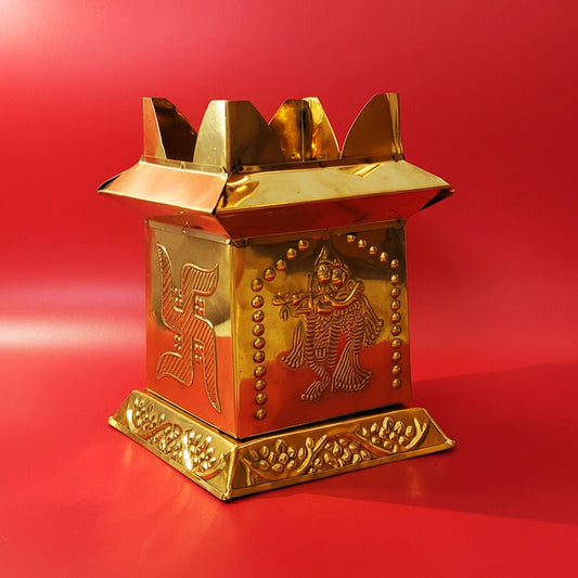 Gold-Toned Brass Textured Tulsi Planter