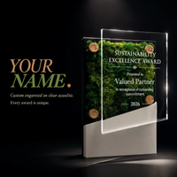 Preserved Botanical Award Plaque — Real Moss, Custom Engraved Acrylic Cover