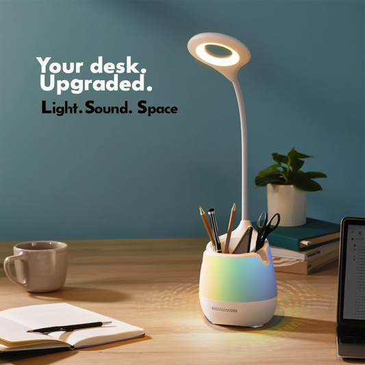 4-in-1 Multifunctional Desk Lamp with Reading Light, Ambient Night Light, Smartphone Holder and Pen Stand