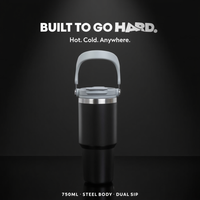 Insulated Stainless Steel Travel Mug with Handle & Dual Sip Lid