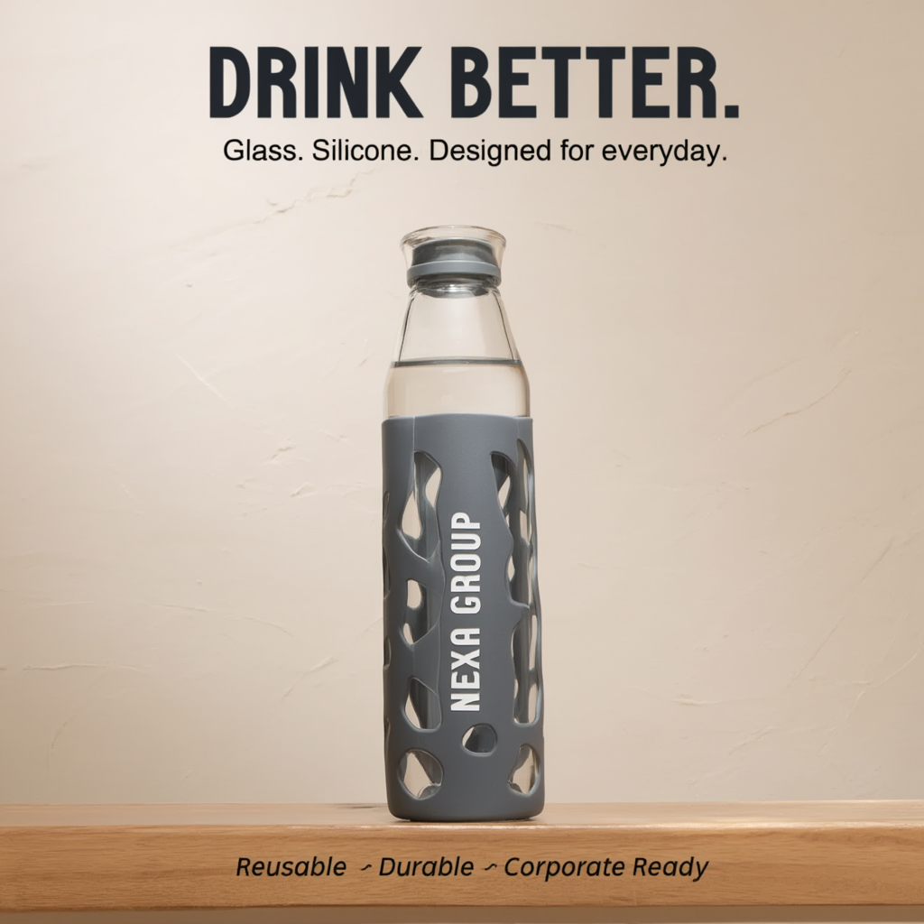 Eco-Friendly Glass Water Bottle with Silicone Sleeve